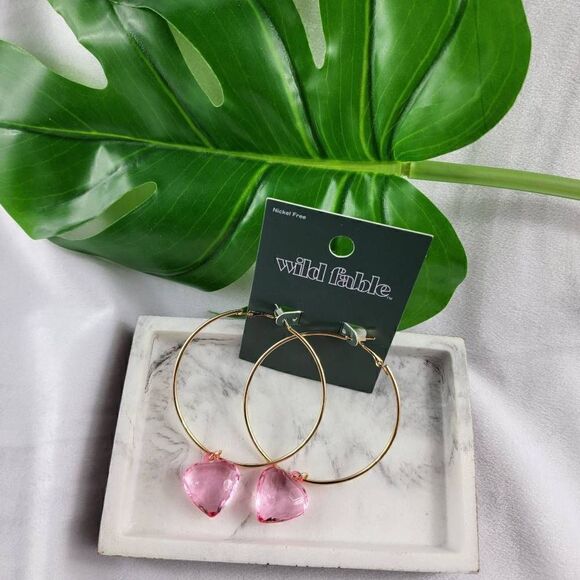 Wild Fable Hoops with Heart Gem - Picture 1 of 2
